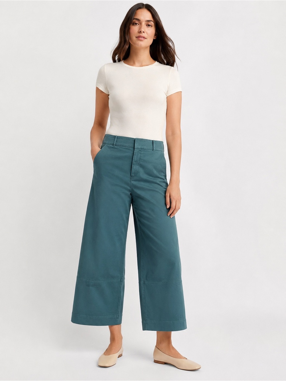 Everlane wide leg chino pant size 2 hunter green